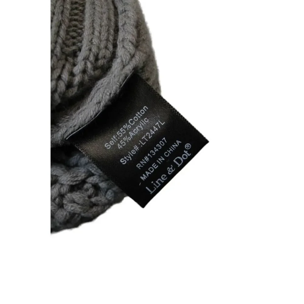 Line And Dot Womens Chunky Crochet Knit Fringe Cropped Sweater Gray Size Small